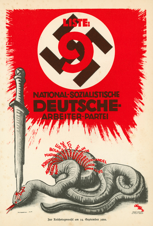 Nazi Party campaign poster for the 1930  elections to the German Reichstag (colour litho)