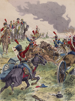 Battle of Wagram, 1809 (colour litho)