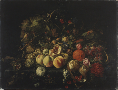 Still Life with Flowers and Fruits , 1670 (oil on canvas)