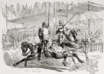 Bertrand du Guesclin, c. 1320 – 1380.  French soldier and Constable of France, refuses to joust against his father, Sir Regnault du Guesclin.