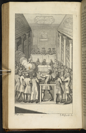 Saducismus triumphatus. Essay on the History and Reality of Apparitions. Being an account of what they are, and what they are not ... As also how we may distinguish between the apparitions of good and evil spirits, etc. by Daniel Defoe, 1727 (engraving)