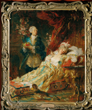 King Louis XV in the boudoir of Mme (painting on canvas)