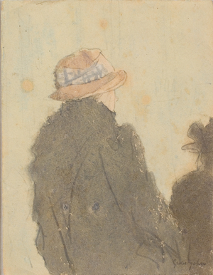 Woman in Hat and Scarf, c. 1910s (graphite pencil, watercolour and gouache on paper)