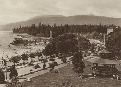 English Bay, showing Englesea Lodge and Sylvia Court (b/w photo)