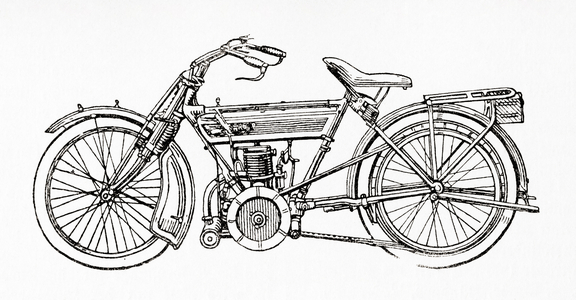 An early 20th century Zündapp motorcycle, from Meyers Lexicon, pub. 1924