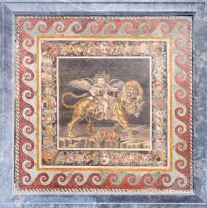 Young Dionysus drinking while riding a tiger (mosaic)