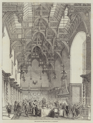 The Banquet in the Great Hall, at Burghley (engraving)