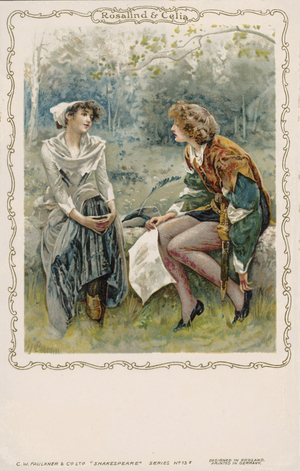 Rosalind and Celia, scene from Shakespeare's As You Like It (chromolitho)