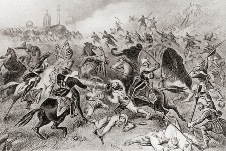 The defeat of Tantya Tope by the British at Cawnpore, India during the Indian Rebellion of 1857, from Hutchinson's History of the Nations, pub.1915