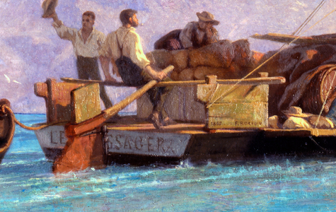 Luggage Boat on Lake Geneva, 1855 (oil on canvas)