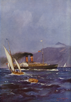 A Pleasure Steamer on the Clyde (colour litho)