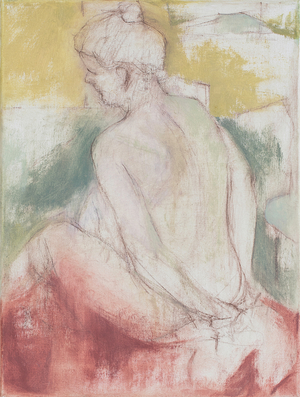 Ursula, life painting, 2017, (oil & conté pastel on linen canvas)