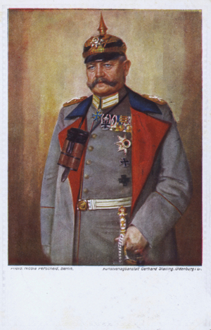 Field Marshal Paul von Hindenburg, commander of the German army in World War I (colour litho)