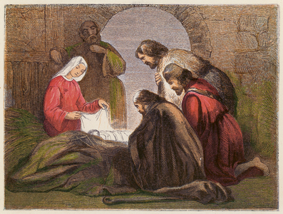 Adoration of the shepherds (colour litho)