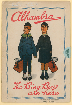 The Alhambra, Leicester Square, London, programme for The Bing Boys (colour litho)