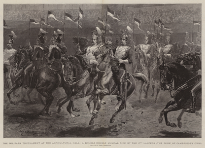The Military Tournament at the Agricultural Hall, A Double Double Musical Ride by the 17th Lancers, the Duke of Cambridge's Own (engraving)