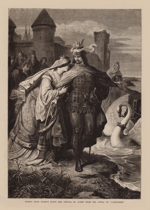 Scenes from Famous Plays and Operas, III, Scene from the Opera of "Lohengrin" (engraving)