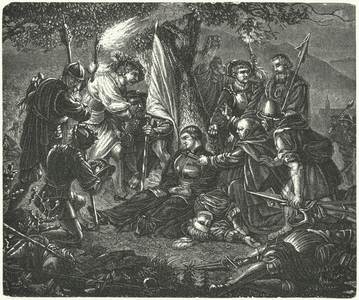 Death of Huldrych Zwingli at the Battle of Kappel, 1531 (engraving)