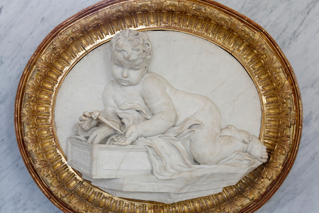 Child Jesus playing with a nail, 1665 (marble, frame in gilded wood)