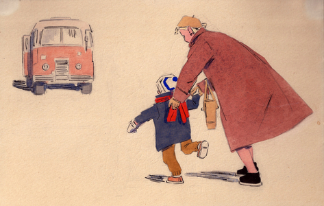 Illustration from 'The Children's Bus' by Zinaida Aleksandrova, 1957 (watercolour on paper)
