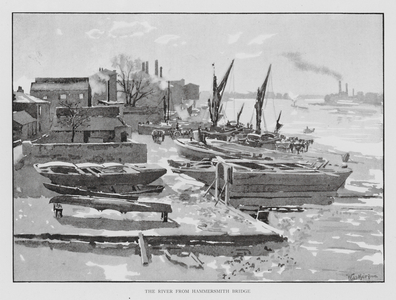 The River from Hammersmith Bridge (litho)