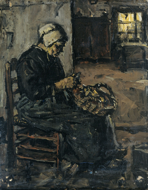 Peasant Woman Peeling Potatoes, 1875-1922 (oil on panel)