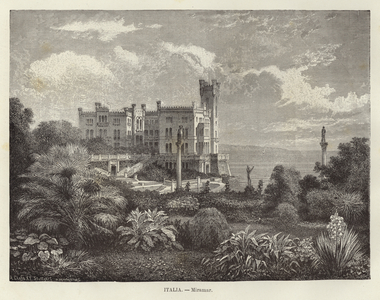 Italy - Miramare Castle (engraving)