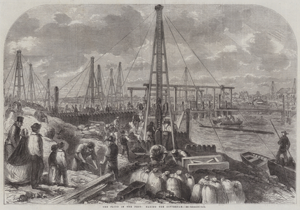 The Flood in the Fens, making the Cofferdam (engraving)