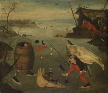 Grotesque Duel on the Ice, c.1560 (oil on panel)