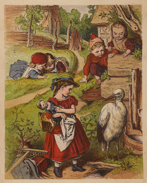 Mr Stork (colour litho)