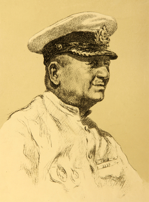 Head of the Pilot Service of the Odessa Port. V. Koval, 1951 (lithograph)