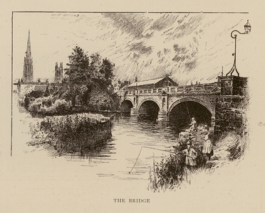 Bridge over the River Derwent, Derby (engraving)