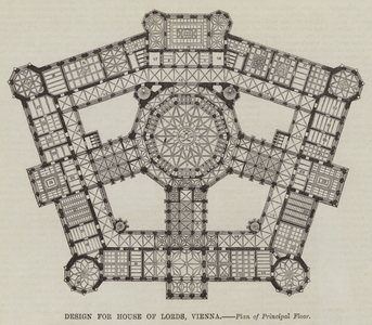 Design for House of Lords, Vienna, Plan of Principal Floor (engraving)