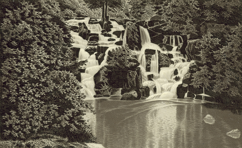 Cascade, Virginia Water (litho)