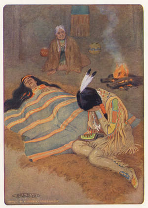 Illustration for Hiawatha by Longfellow (colour litho)