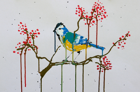 Bluetit, 2026 (ink on paper)