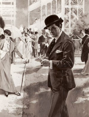 Sem (Georges Goursat)-portrait at Ascot by Francois Flameng, 1913