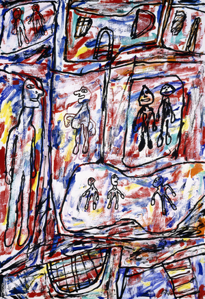 The Neighbourhood, 1980 (acrylic on paper mounted on canvas)