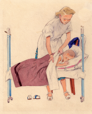 Illustration from 'Alyonka' by Ludmila Zubkova, 1957 (gouache on paper)