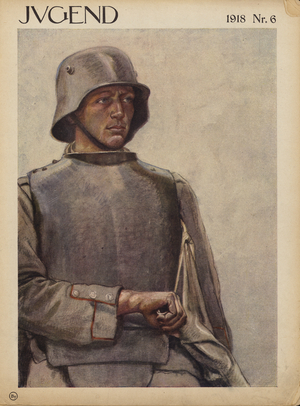 German soldier, World War I (colour litho)