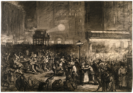 Election Night Times Square,  1906 (charcoal, crayon and ink on paper)