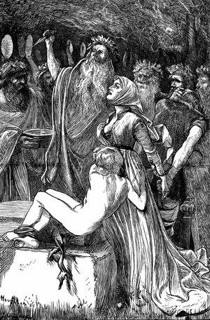 The Victim Illustration by AB Houghton for Tennyson's poem 1868 (engraving)