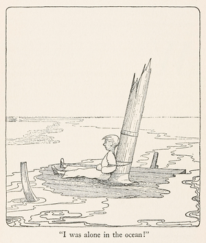 "I was alone in the ocean!" illustration from The Voyages of Doctor Dolittle, 1922