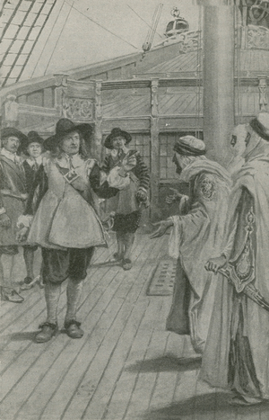 Robert Blake receives the surrender of the Corsair chiefs (litho)