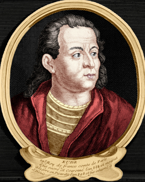 Eude (860-898) count of Paris and later King  of France in 888-898, engraving