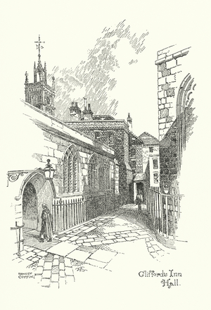 Old London: Clifford's Inn Hall (litho)