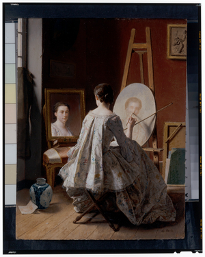 Portrait of an artist painting her self-portrait, 18-19th century (oil on panel)
