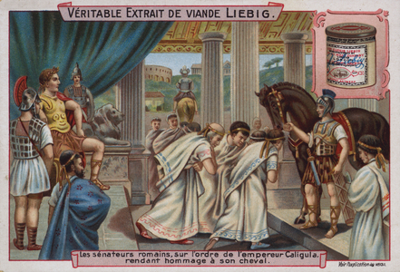 The senators of Rome, by order of the Emperor Caligula, pay homage to his horse (chromolitho)
