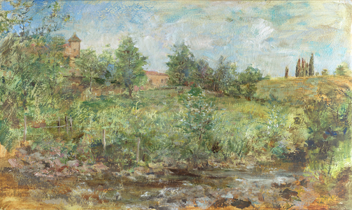 River Touyre and Skyline, 2015 (Oil on Panel)