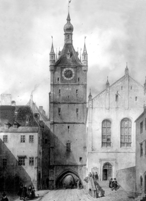 The Old Town Hall in Munich (b/w photo)